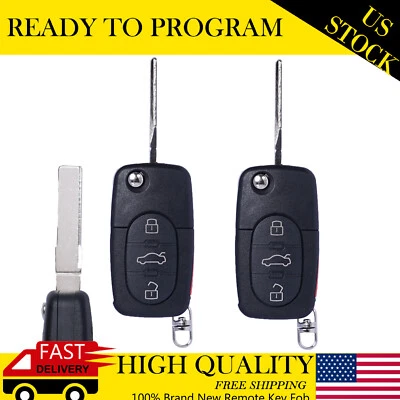 2 for 1997 1998 1999 2000 2001 2002 2003 2004 AUDI A4 A6 A8 Remote Car Key Fob - Image 1 of 4