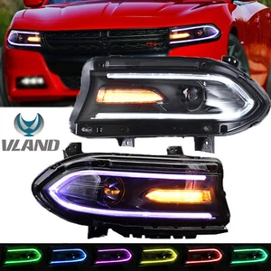 Pair LED Projector Headlights For 2015-2021 Dodge Charger RGB Color Change Lamps - Picture 1 of 12