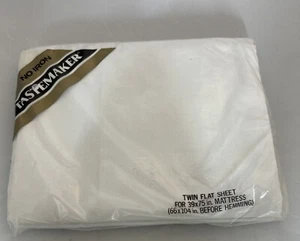 Vintage Tastemaker Twin Flat Sheet White No Iron Retro USA - Picture 1 of 6