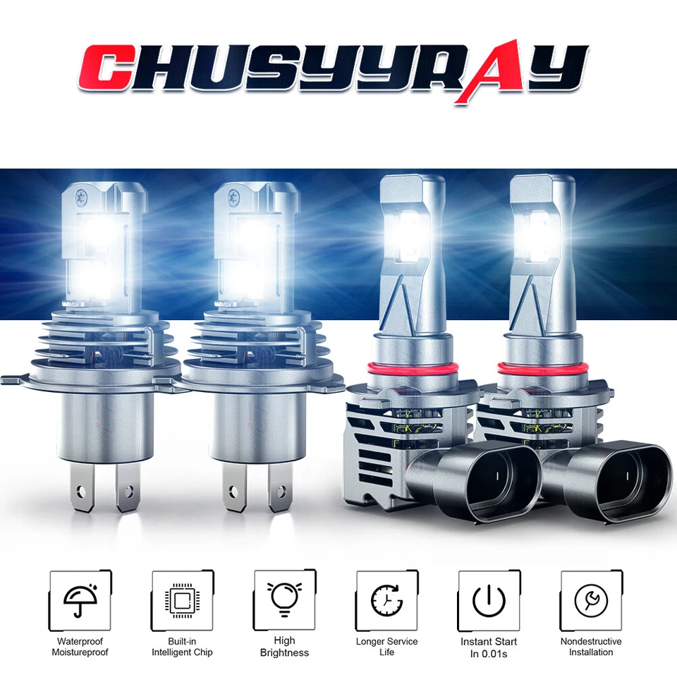 Kit de faros LED Fit 2003-2004 Ford Focus Combo Hi+Lo + bombillas antiniebla H4+9145 Foto 1 de 4