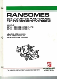 Ransomes 700 Series Rotary Decks Set Up Parts & Maintenance Manual 7270F - Picture 1 of 1