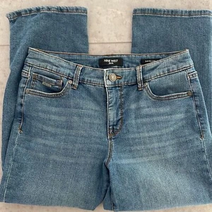 NINE WEST Chrystie Capri denim stretch jeans slit at hem five pockets size 4 - Picture 1 of 13