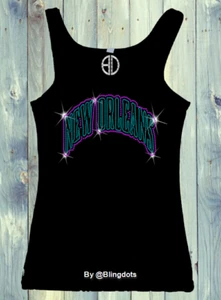 New Orleans Bling Shirt Sequins Charlotte Tank Top glitter sparkly - Picture 1 of 5