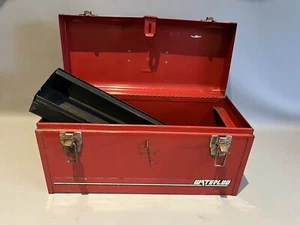 Used Waterloo Metal Red Tool Box - 18" x 8" x 9" with Gray Socket Divider Tray - Picture 1 of 14