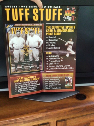 Aug. 1995 advertising poster New Tuff Stuff Pricing Guide Ruth Gehrig Cover