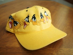 1994 Vintage Daffy Duck Looney Tunes Snapback Hat Wrap Around Yellow OSFA EUC - Picture 1 of 4