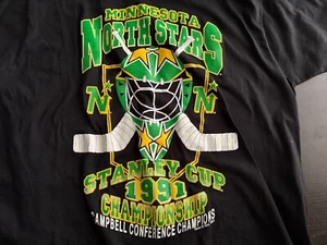 NWOT Vintage 1991 Minnesota North Stars Stanley Cup Fruit of the Loom T Shirt L - Picture 1 of 6