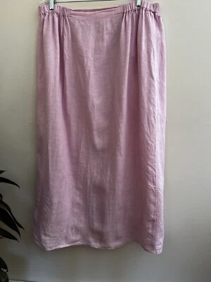Maxi Falda FLAX Lino Rosa Pull-On Cintura Elástica Lagenlook Para Mujer Talla 1G Foto 1 de 4