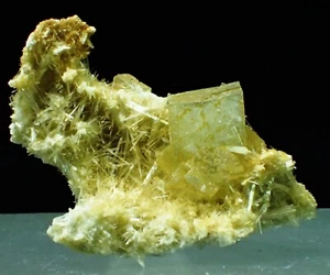 VERY RARE CUBIC PREHNITE w Pectolite Fine Mineral Specimen Jeffrey Mine, Quebec - Picture 1 of 6