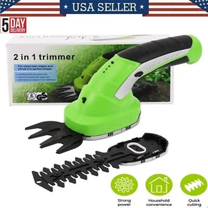 7.2V 2-IN-1 Cordless Electric Grass Shear Hedge Trimmer Shrub Blade Rechargeable - Picture 1 of 12