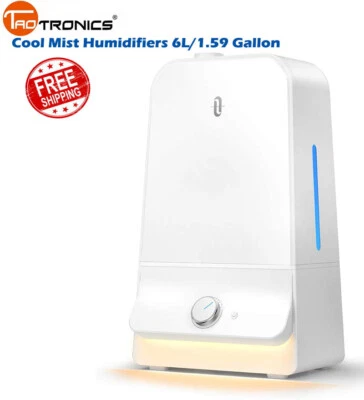 TaoTronics TT-AH025 Cool Mist Humidifiers for Bedroom With Night Light FD06_W - Image 1 of 4