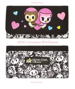 tokidoki Wallet Owl Glittery Hearts Black & White Characters Neon Star New - Picture 1 of 6
