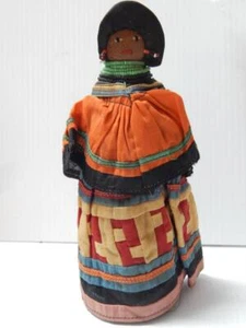 ANTIQUE SEMINOLE / MICCOSUKEE INDIAN DOLL FLORIDA PALMETTO BASE OLD QUILTING - Picture 1 of 6