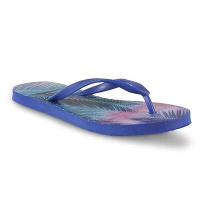 Joe Boxer Women's Loren Flip-Flop Slippers Blue/Tropical   #50448 - Image 1 of 3