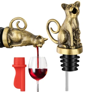 Cat Shape Bottle Pourer Stopper Metal Stoppers for Wine Champagne Bar Accessory - Picture 1 of 16