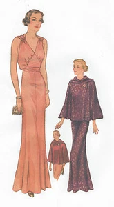 1939 Vintage Nähen Muster B36 Umhang Jacke ( Ärmel) & Abendkleid (R958) - Bild 1 von 2