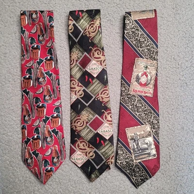 LOTE Corbata de Seda TABASCO De Colección Comida Chili Pimienta Gráfico Novedad EE. UU. Impresión Años 90 Foto 1 de 3