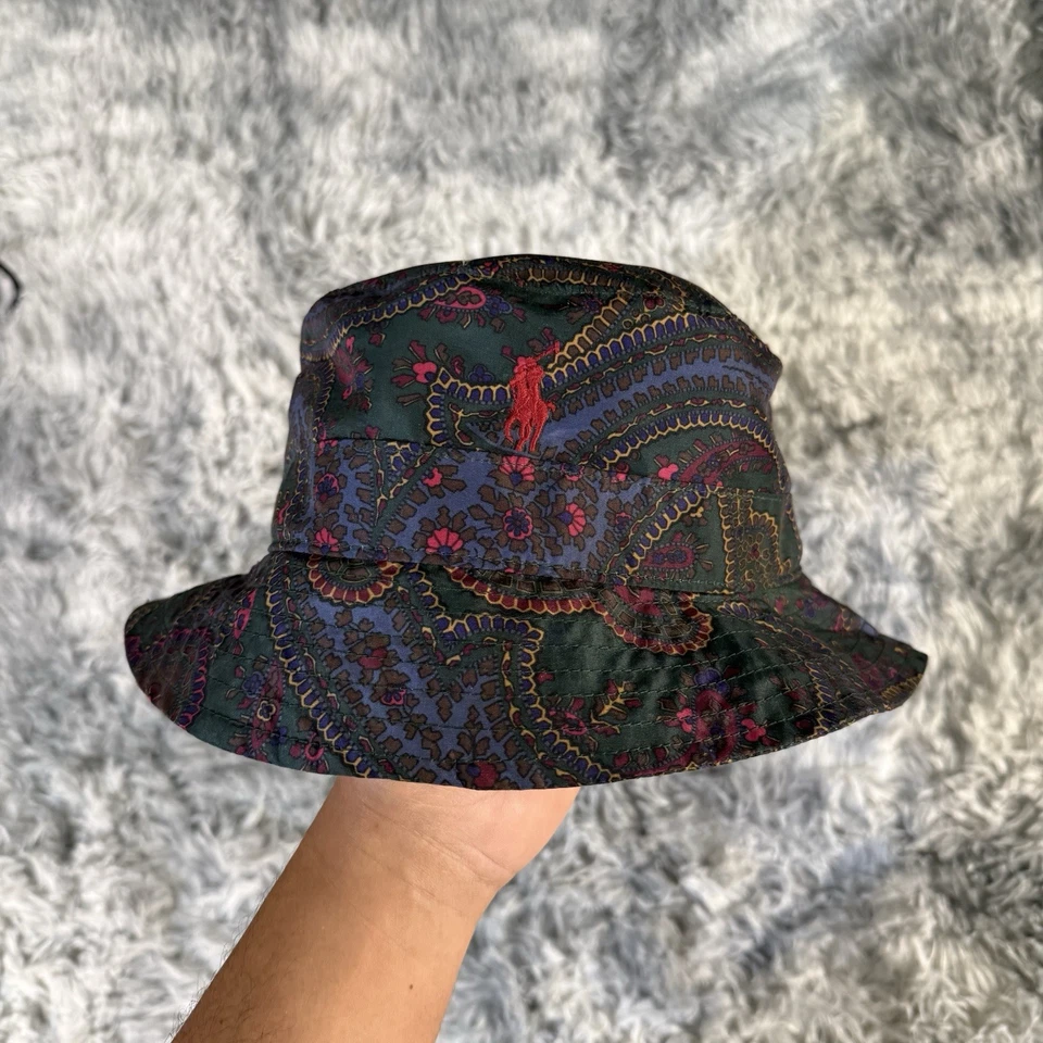 Polo Ralph Lauren сафари пейсли ведро шляпа, размер S/M, многоцветный опрятный повседневный - Изображение 1 из 4