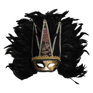 1Pc Feather Masquerade Mask Glitter Carnival Mask Retro Half Face Masks w/Plumes - Picture 1 of 19