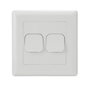 Tesla 2 Gang Switch Large Dolly (Large Plate) White | NDIS Compliant | SW2/LDXN - Picture 1 of 1