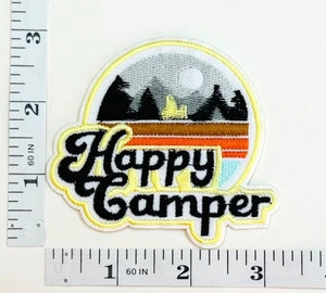 Embroidered Patch - Iron-on - Camping - Hiking - Outdoors - Happy Camper - Picture 1 of 1