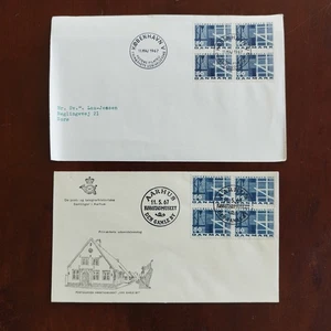 Denmark . 2 covers . 1 x FDC 11 May 1967 , 2 x Block of four 80 øre+ 1 cover - Picture 1 of 2