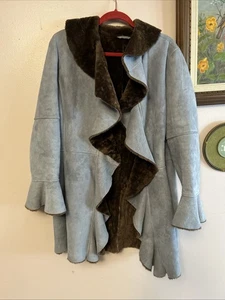 Chaqueta Abrigo DB Dominic Bellissimo Cuero de Oveja Real Talla 10 Azul Marrón Piel - Imagen 1 de 13