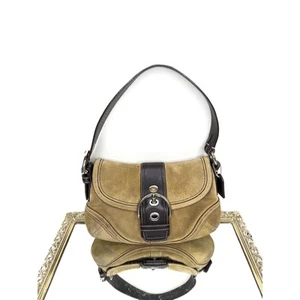 Authenic Coach F10917 SMALL Vintage hellbraun & braun Colorblock Soho Wildleder Tasche - Bild 1 von 10
