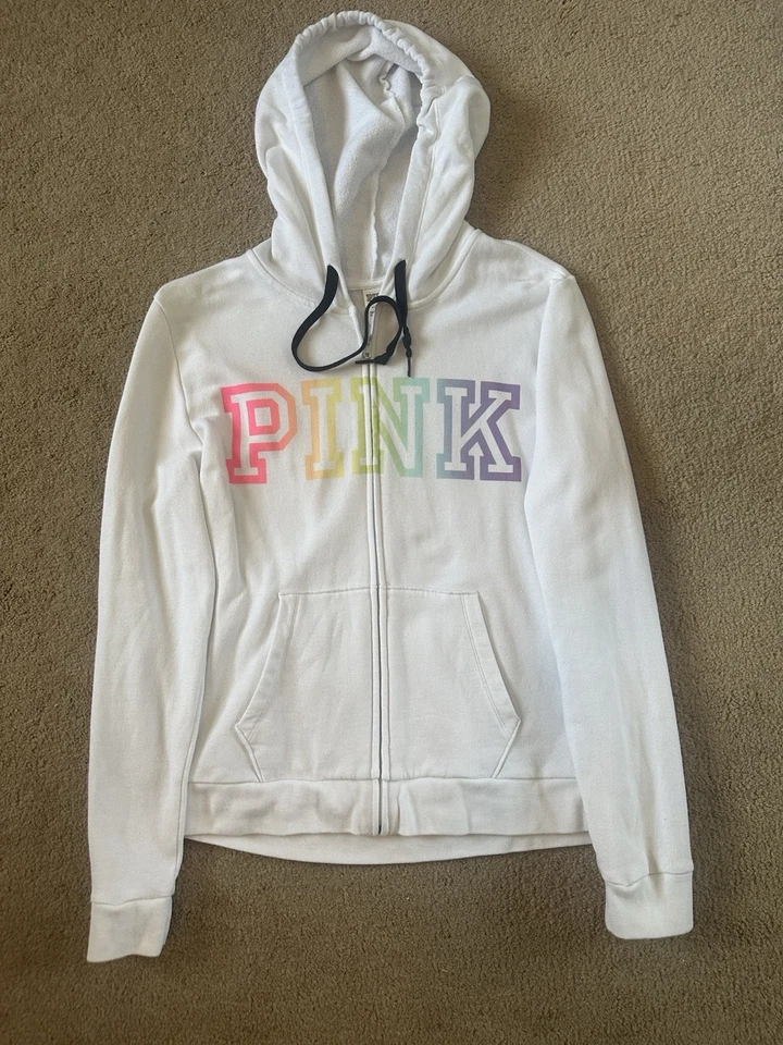 Толстовка с логотипом Victoria's Secret Pink White Rainbow L - Изображение 1 из 3