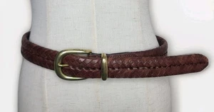 Cinturón Coach Cuero 5922 Tostado Talla 32 Tejido Trenzado Unisex Clásico - Imagen 1 de 6