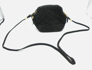 TIANNI Black Velvet Quilted Cross Body Purse Zipper Closure Tassel Zipper Pull - Picture 1 of 14