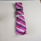 J. Ferrar Skinny Tie Striped Polyester  Pink with Tie Clip