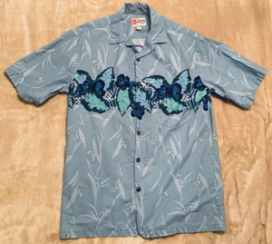 Vintage Hilo Hattie Hemd Herren kurz Slv blau geblümt Hawaii Medium - Bild 1 von 7