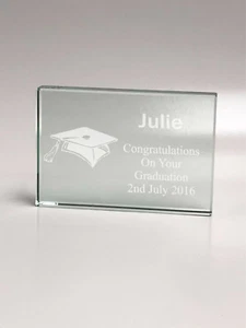 Personalisierter großer Glasblock mit Gravur Abschlussprüfung Glückwunsch Geschenk - Bild 1 von 2