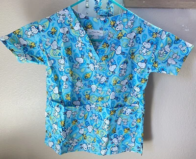 Blusa Médica Juvenil Peanuts Snoopy & Woodstock, ¡Cabello Crujiente a Juego! ¡Súper lindo! Foto 1 de 4