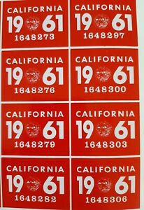 1961 california license plate registration YOM sticker. DMV. Car, truck