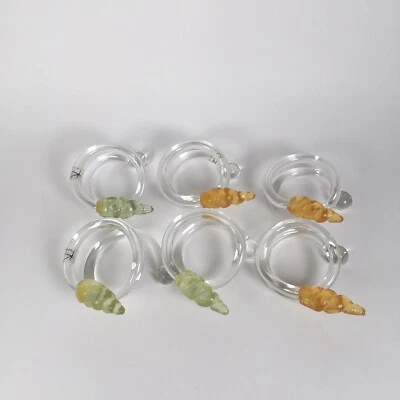 Juego de 6 servilleteros vintage Kalinger concha de vidrio Lucite hechos a mano en Francia Foto 1 de 4