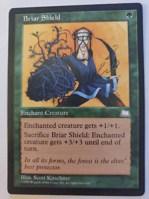 MTG Magic The Gathering Card Briar Shield Enchant Creature Green Weatherlight  - Image 1 of 2