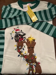 NWT Hannah Andersson Marvel Groot & Rocket Christmas PJs Size 150 US 12 - Picture 1 of 7