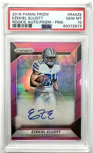 2016 Panini Prizm Rookie Auto Pink Prizm #RAEZE Ezekiel Elliott PSA 10 Low Pop - Picture 1 of 2