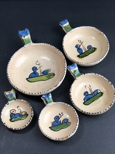 Vintage Tlaquepaque Mexican Pottery Small Nesting Bowls Set of 5 - Picture 1 of 12