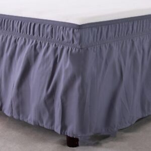 Modern Solid Bedding Dressing Dust Ruffle Pleated Bed Skirt Corners 15 Inch Drop