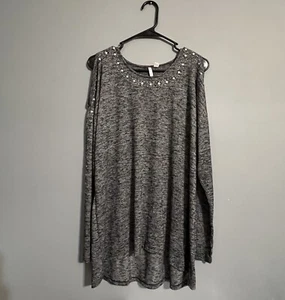 Est 1946 Womens Sz L Flowy Sleeved Tunic Style Blouse Cold Shoulder Top - Picture 1 of 13