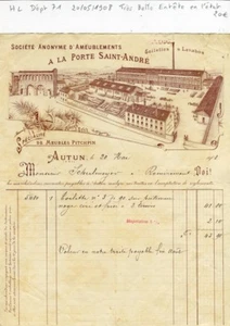 Dépt 71 - Autun A la Porte Saint André - Très Belle Entête d'une Fabrique - 1908 - Picture 1 of 1