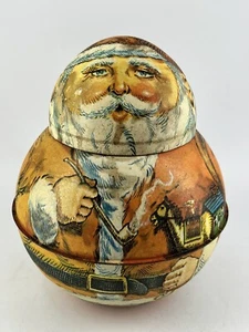 Vintage 1980s Bristol Ware Santa 7” Tin Jar Container  - Picture 1 of 7