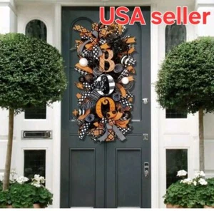 Halloween Wreath Decor BOO Front Door Hanging Wreath Thanksgiving Day Home Decor - Picture 1 of 11