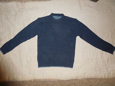 Carbon Mens Sweater Small Blue Knit Crew Neck Pullover Ribbed Bottom Cotton