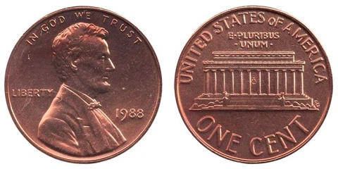 “1988” Penny, No Mint Mark $5 (033) Cover