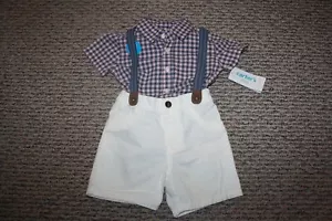 NEW NWT Carters Boys 12-18 Months Spring Easter Suspender Short Set Outfit - Picture 1 of 4