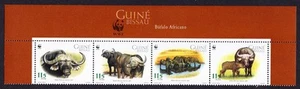 African Buffalo Strip of 4v logo Guinea-Bissau 2002 MNH SG#1351-1354 - Picture 1 of 1